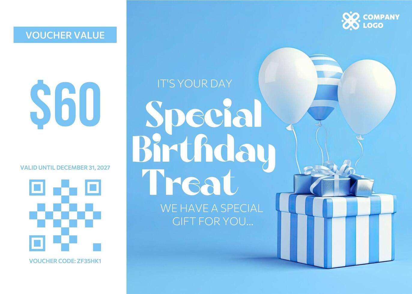 Blue Theme Birthday Gift Certificate template