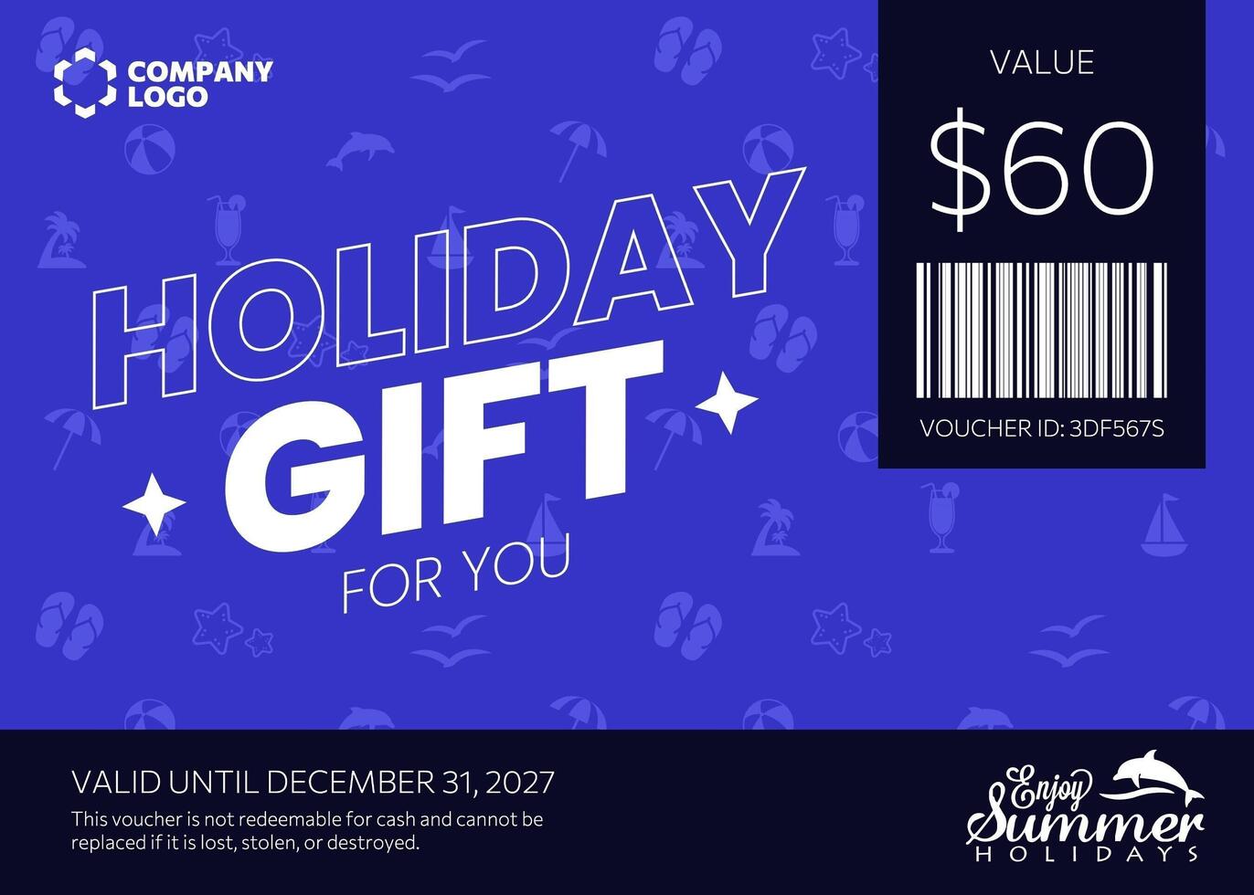 Happy Holiday Gift Certificate Card template
