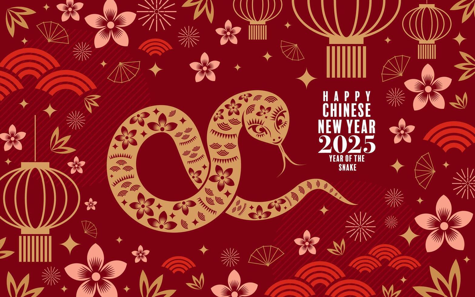 Happy chinese new year 2025 the snake zodiac sign paper cut style on color background. vector