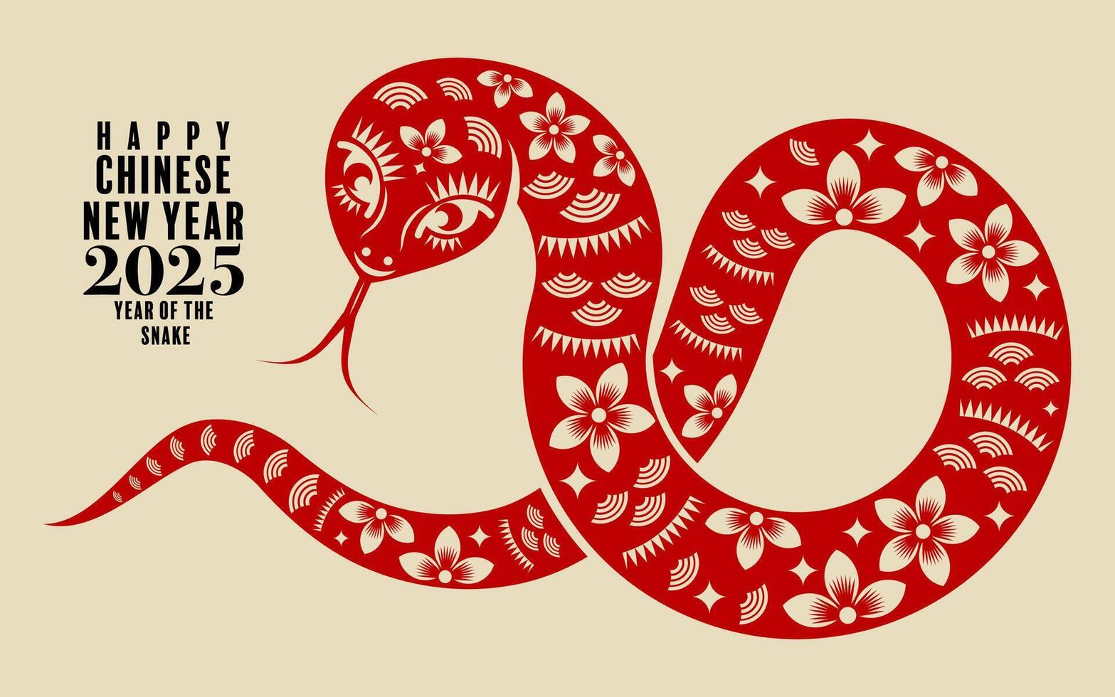 Happy chinese new year 2025 the snake zodiac sign paper cut style on color background. vector