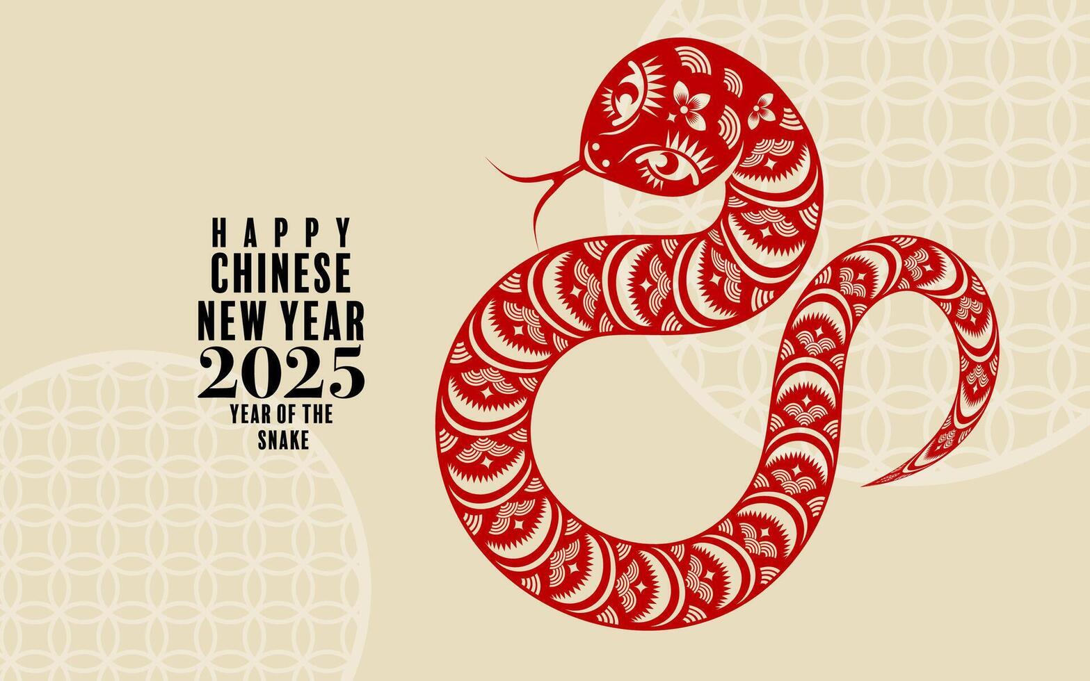 Happy chinese new year 2025 the snake zodiac sign paper cut style on color background. vector