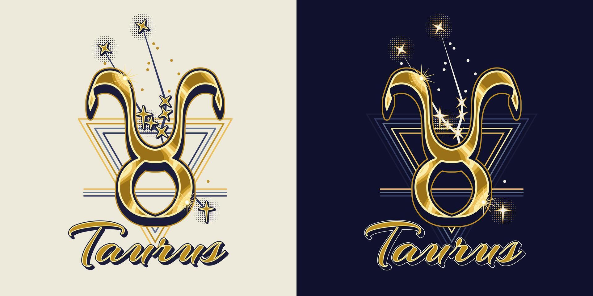 Golden icon of zodiac sign Taurus vector