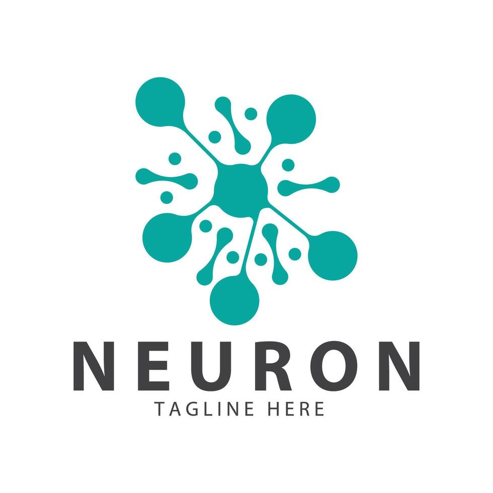 Neuron logo or nerve cell logo design,molecule logo illustration template icon with concept vector