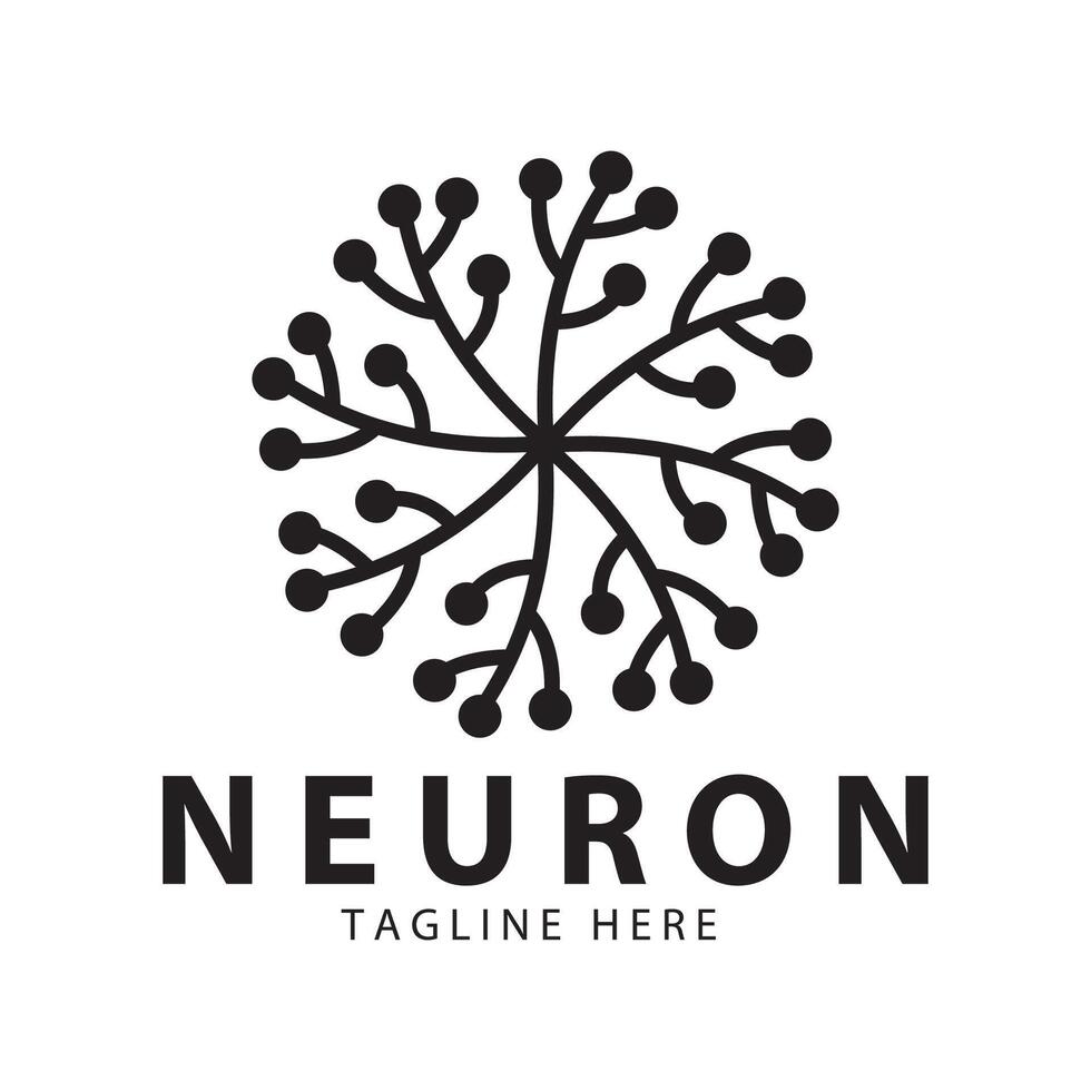 Neuron logo or nerve cell logo design,molecule logo illustration template icon with concept vector