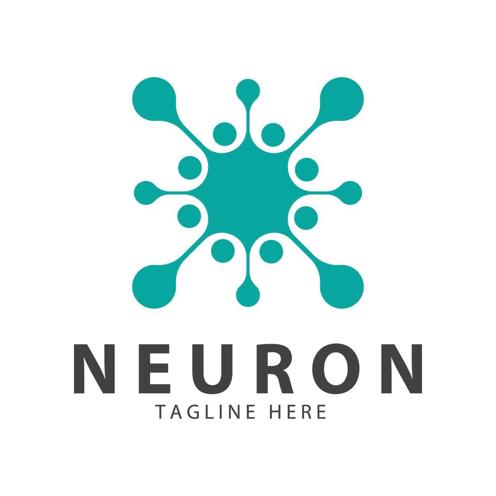 Neuron logo or nerve cell logo design,molecule logo illustration template icon with concept vector