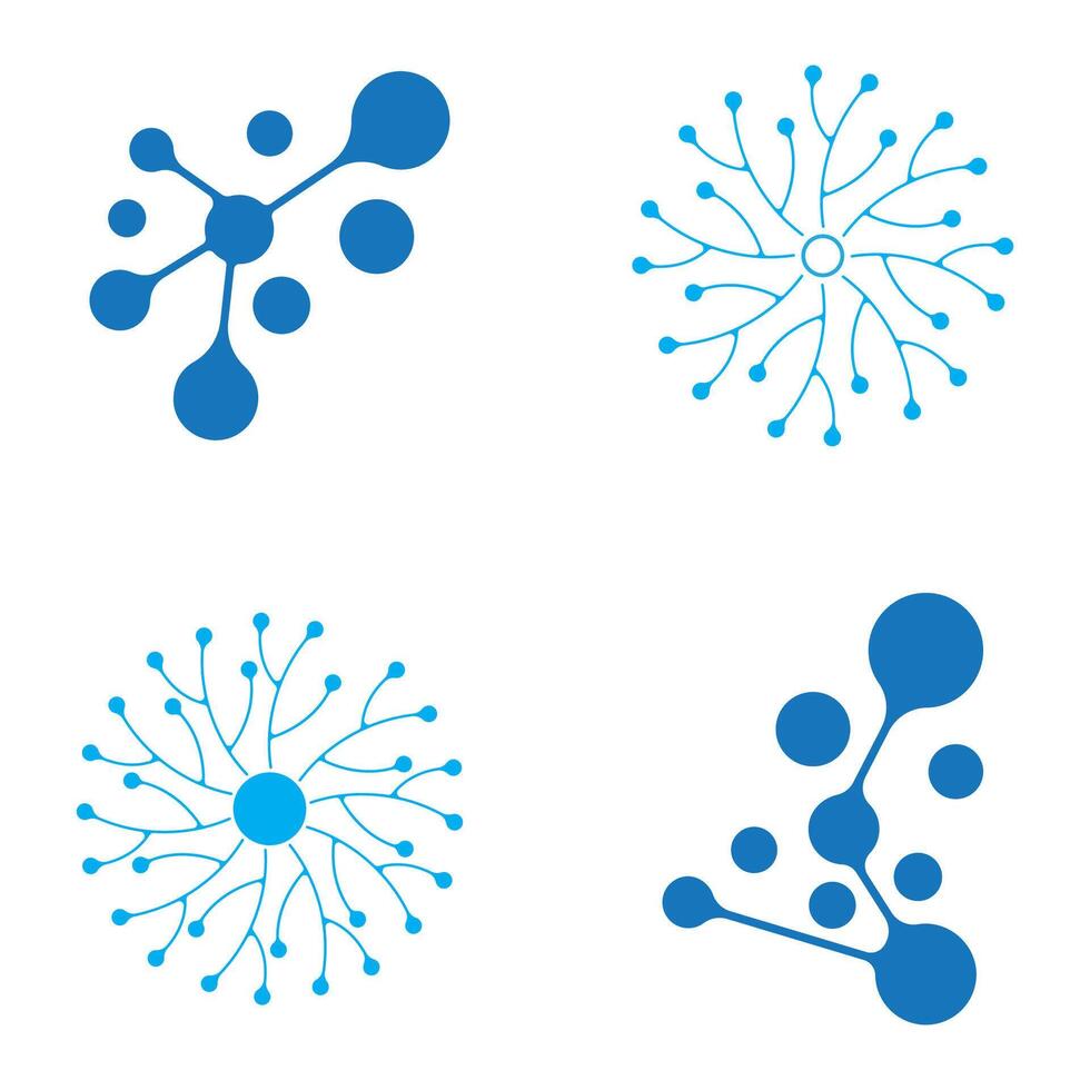 neurona logo o nervio célula logo diseño, molécula logo ilustración modelo icono con concepto vector