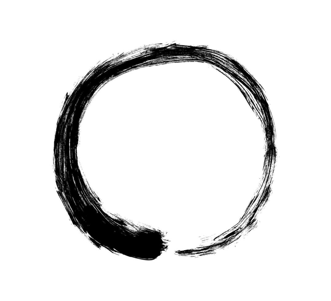 enso zen negro grunge círculo. redondo tinta cepillo ataque, budismo símbolo vector