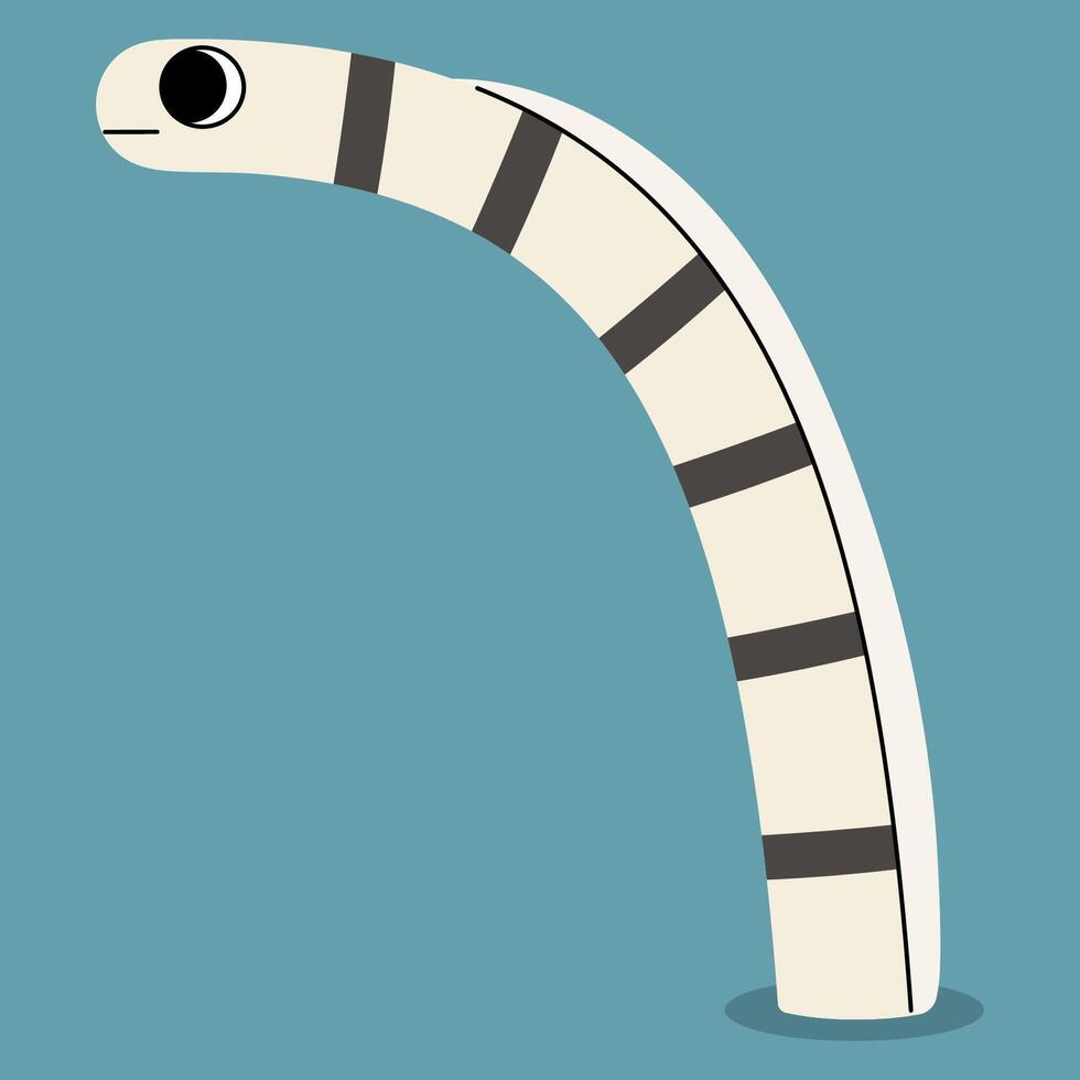 Zebra garden eel single 3 cute on a blue background, illustration. vector