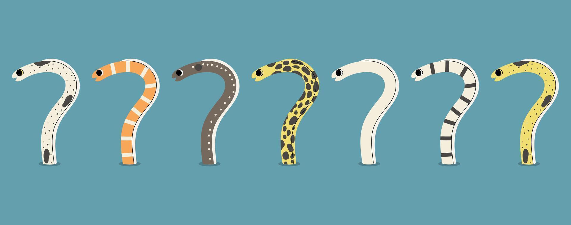 Garden eel 2 cute on a background, illustration. vector