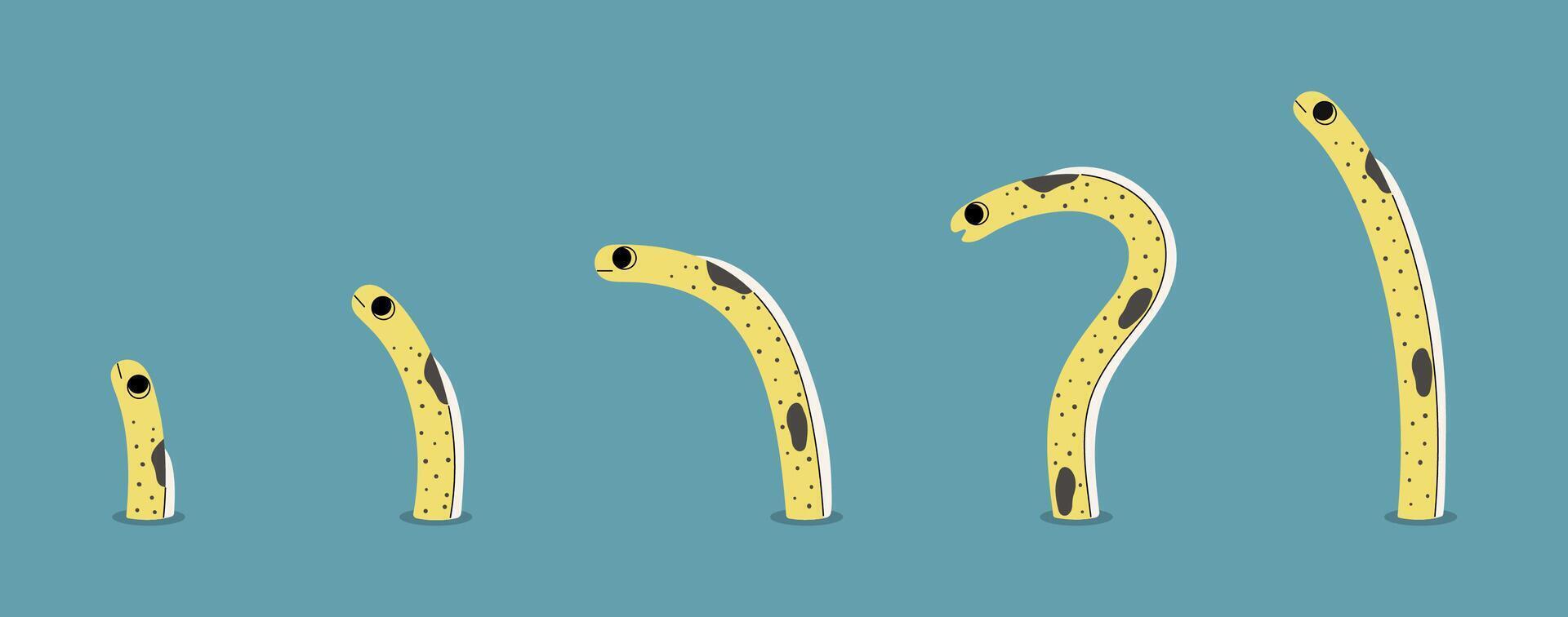 Spotted garden eel on a blue background, illustration. vector