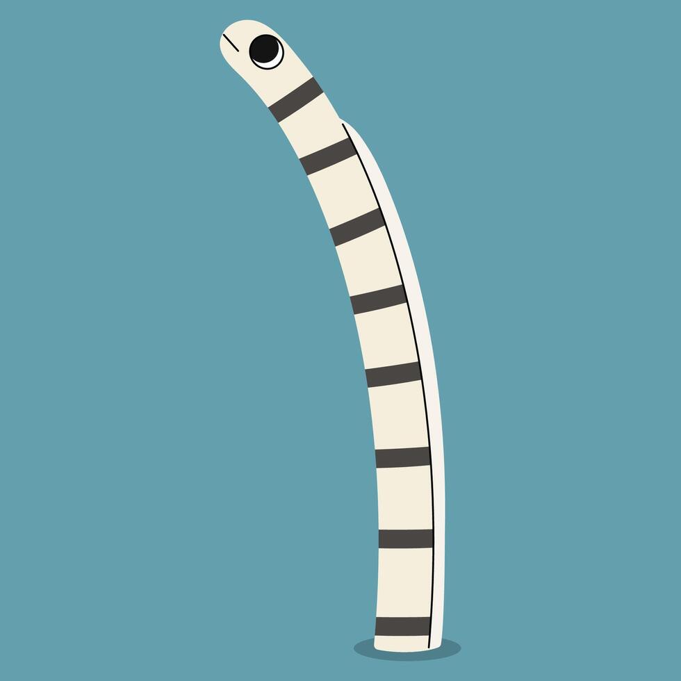 Zebra garden eel single 5 cute on a blue background, illustration. vector