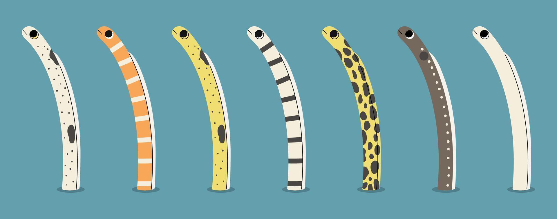 Garden eel 1 on a blue background, illustration. vector