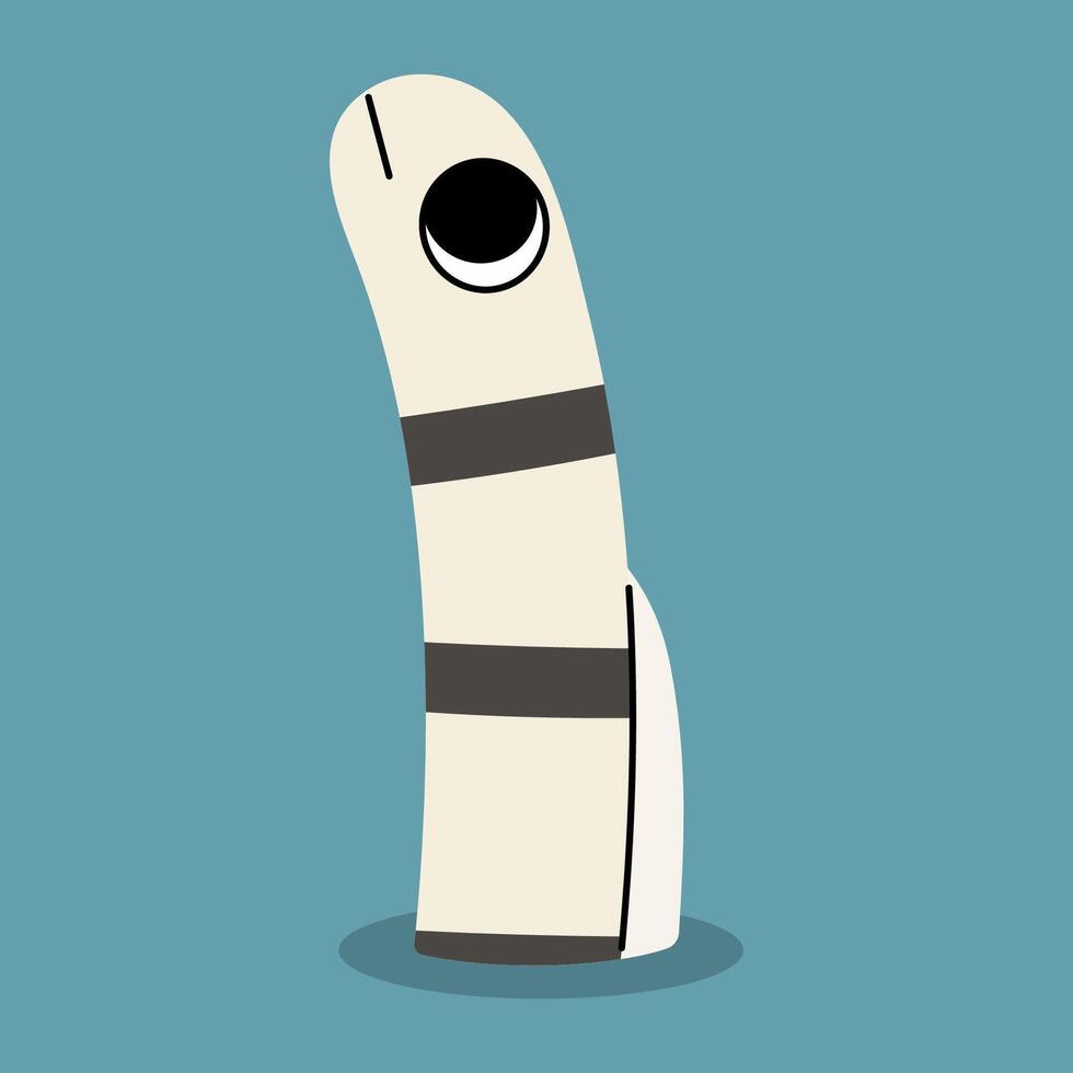 Zebra garden eel single 1 cute on a blue background, illustration. vector