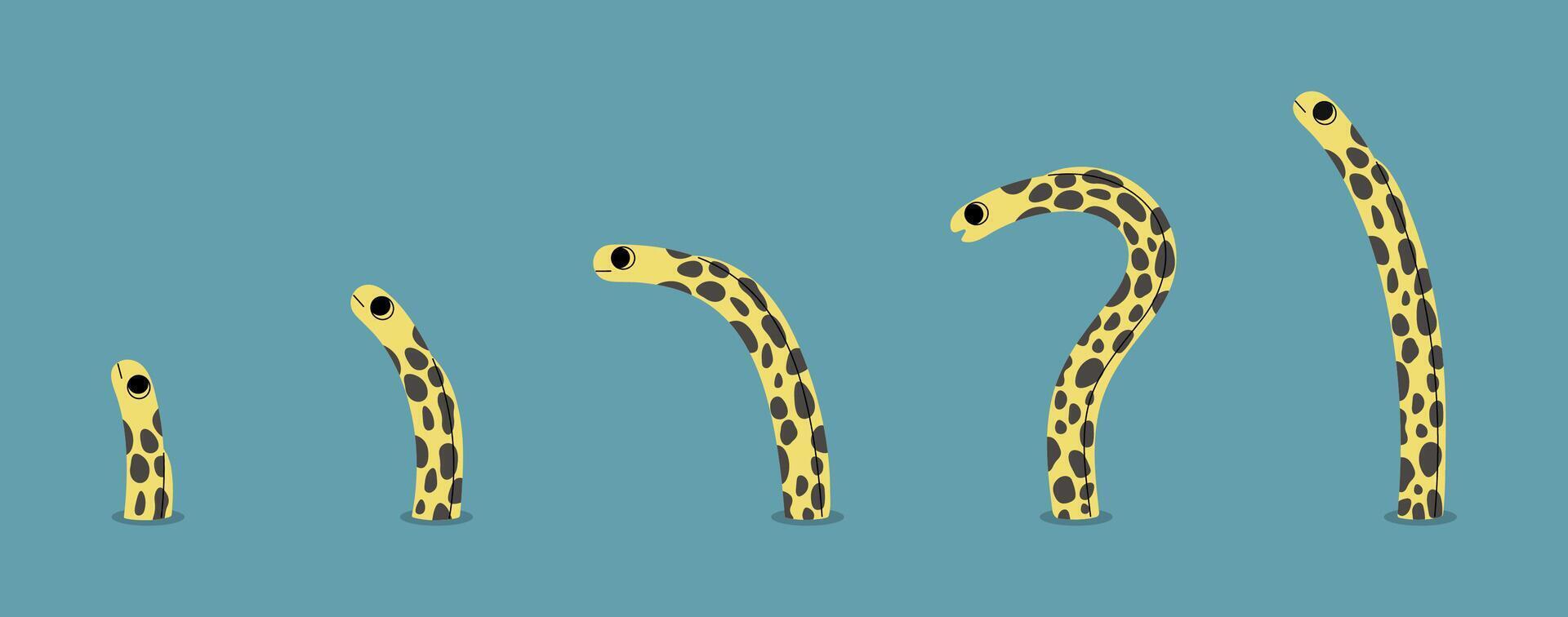 Taylor's garden eel cute on a blue background, illustration. vector