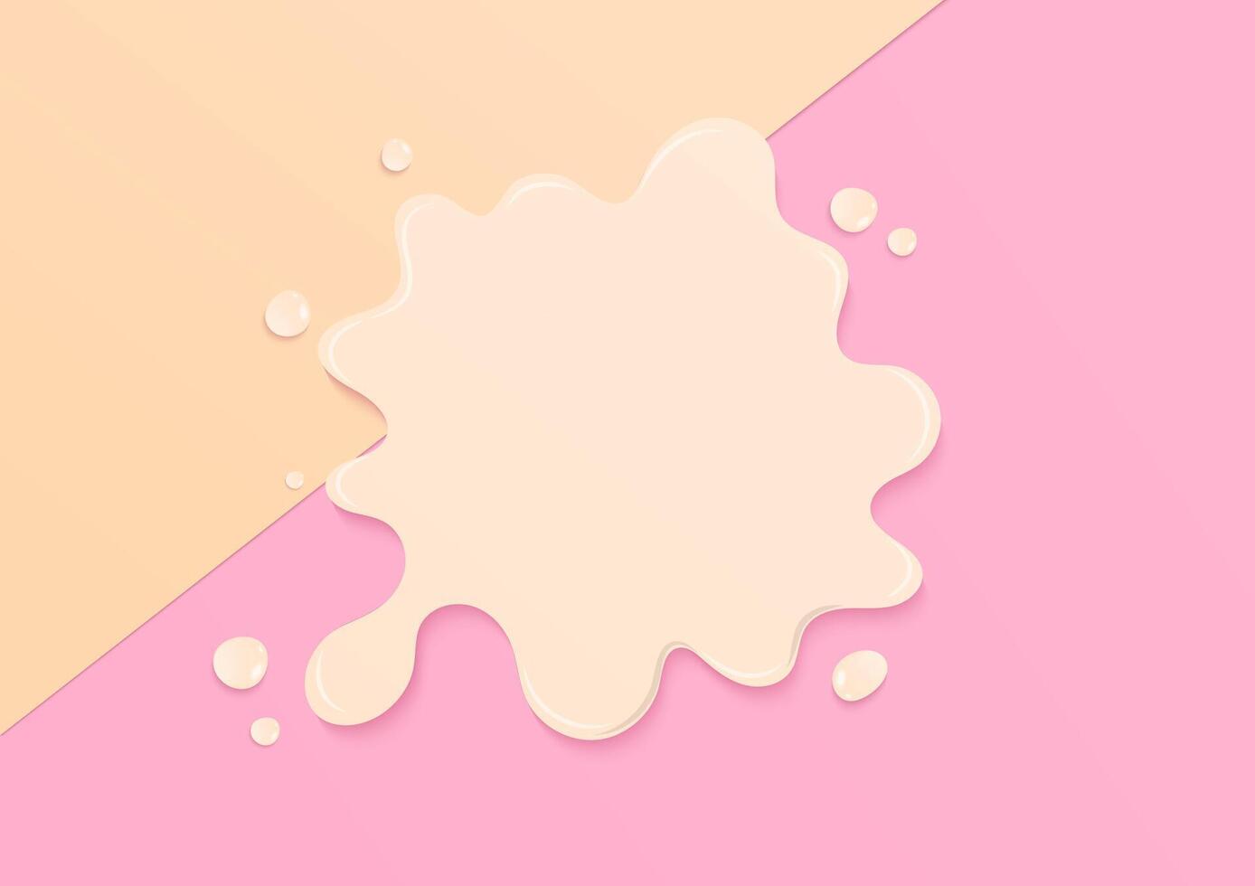 Cream liquid splash on pink and beige background vector