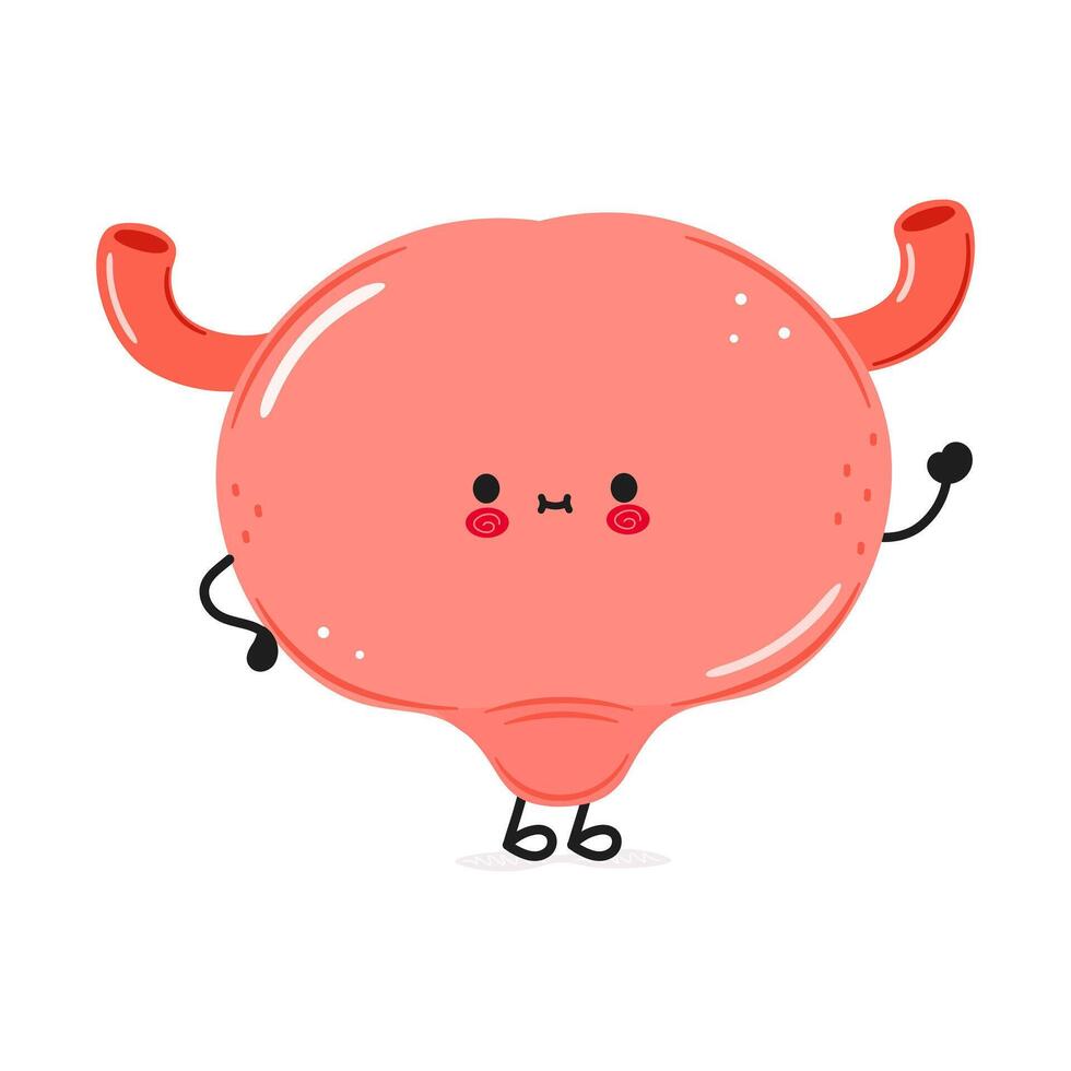 Bladder waving hand character. Hand drawn cartoon kawaii character illustration icon. Isolated on white background. Bladder character concept vector