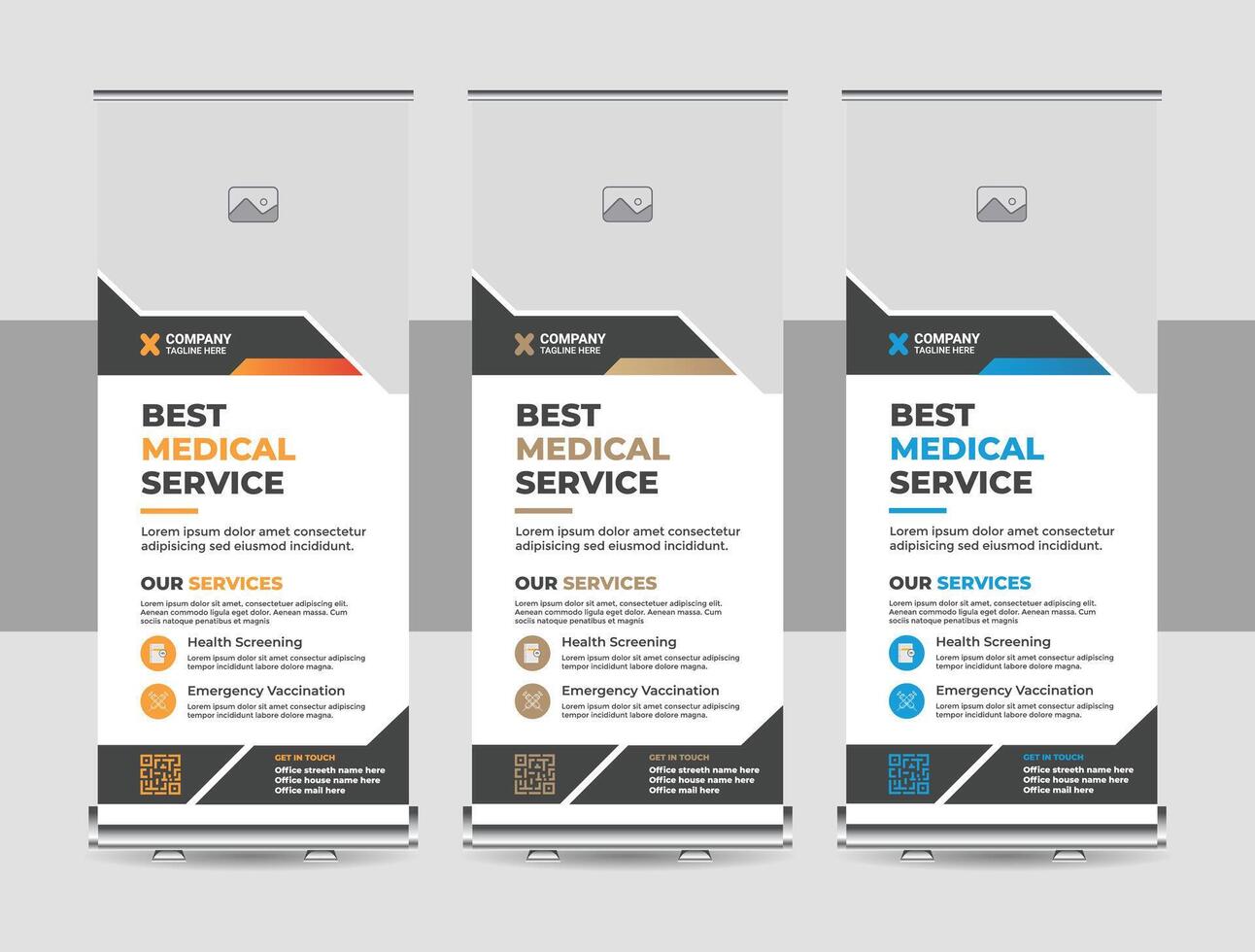 Professional health care and medical agency roll up design, standee banner template, Minimal x Banner, Pull up banner, Modern medical roll up banner vector