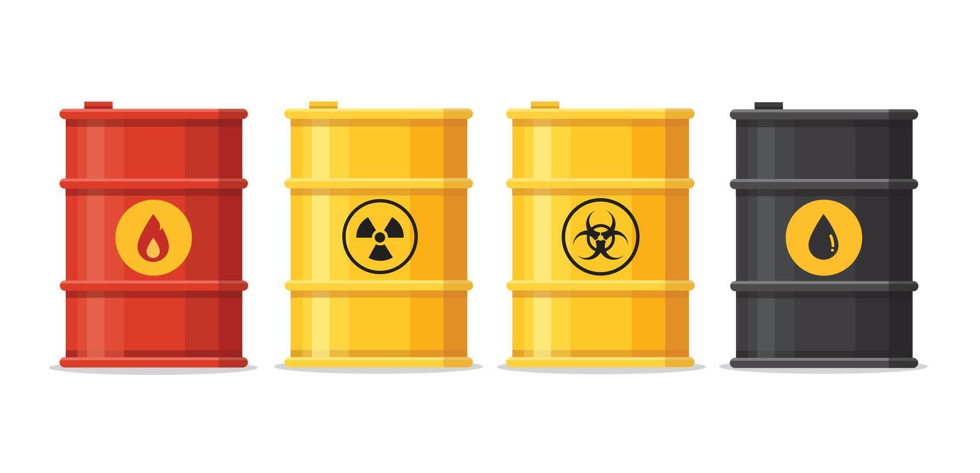 barrels with toxic waste , oil fuel vector