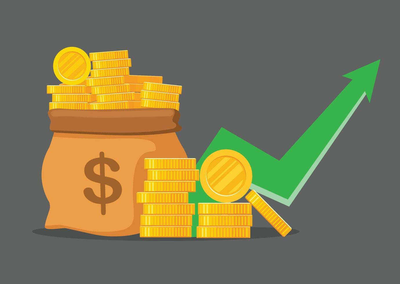 stack of gold coins graph vector