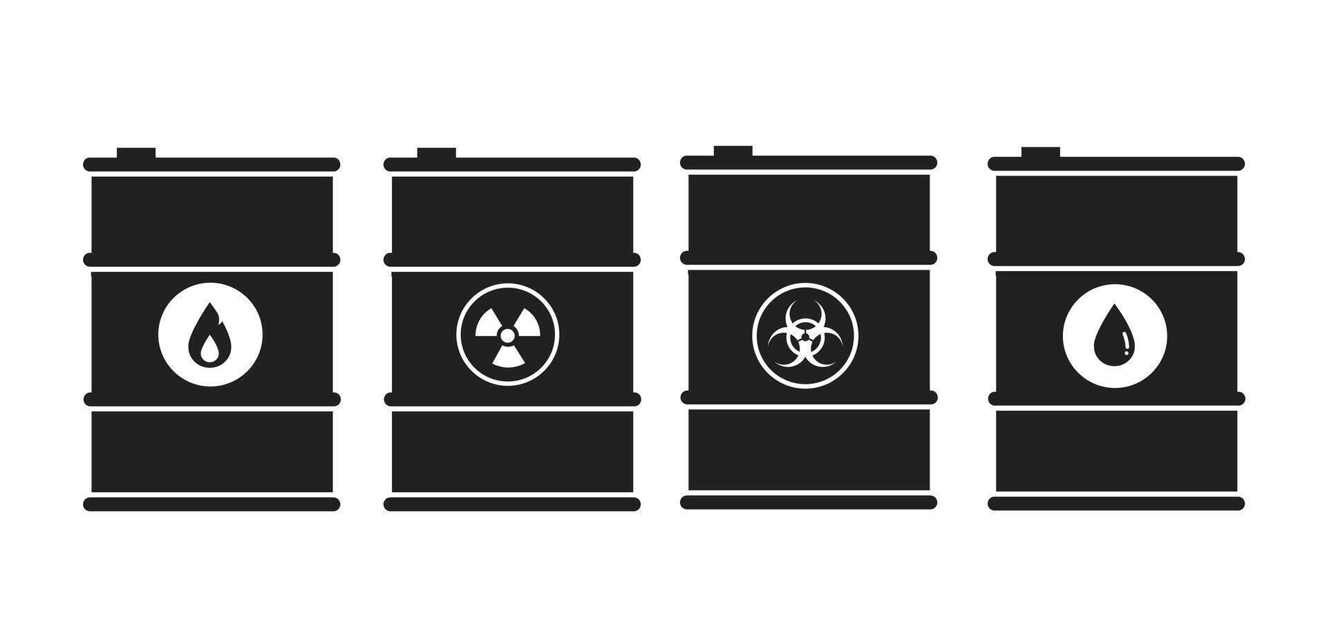 barrels with toxic waste , oil fuel vector