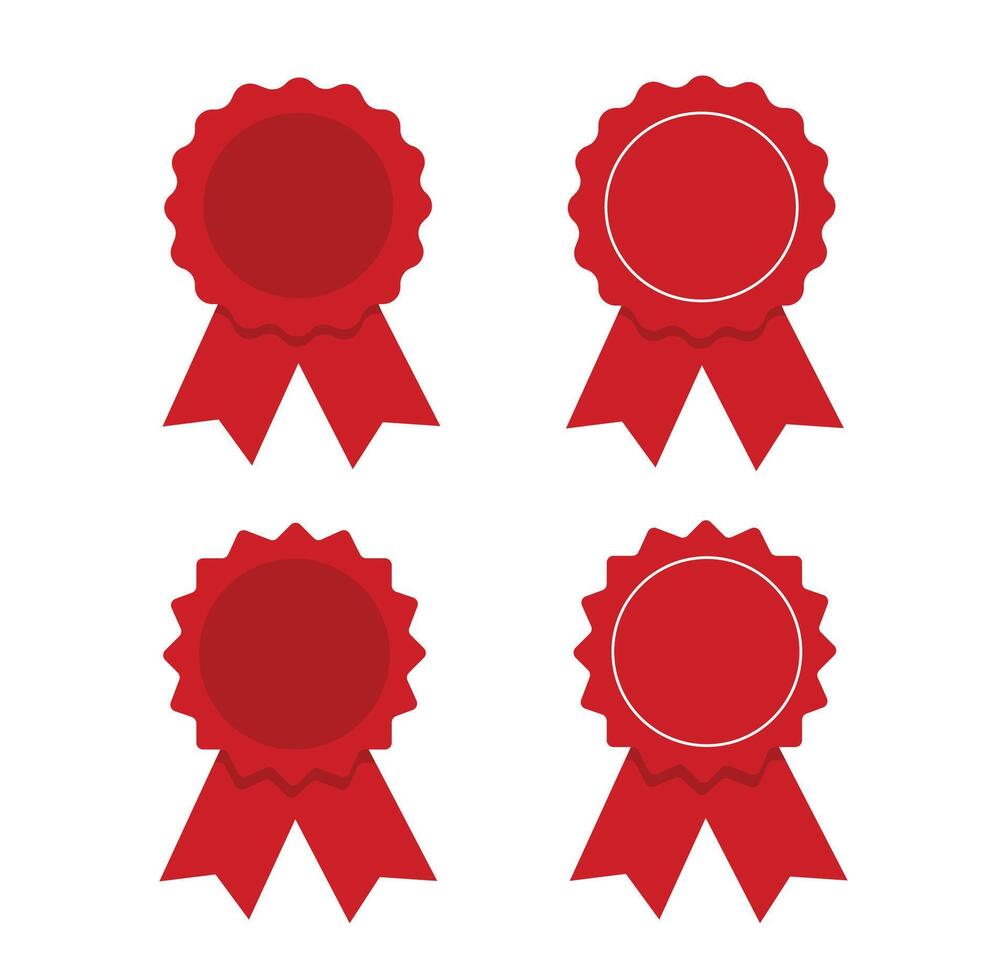 Red badges and ribbons. illustration vector