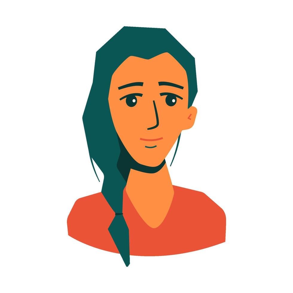 cara de joven mujer con trenza peinado. aislado ilustración para sitios web, avatar, tarjeta y más diseño vector
