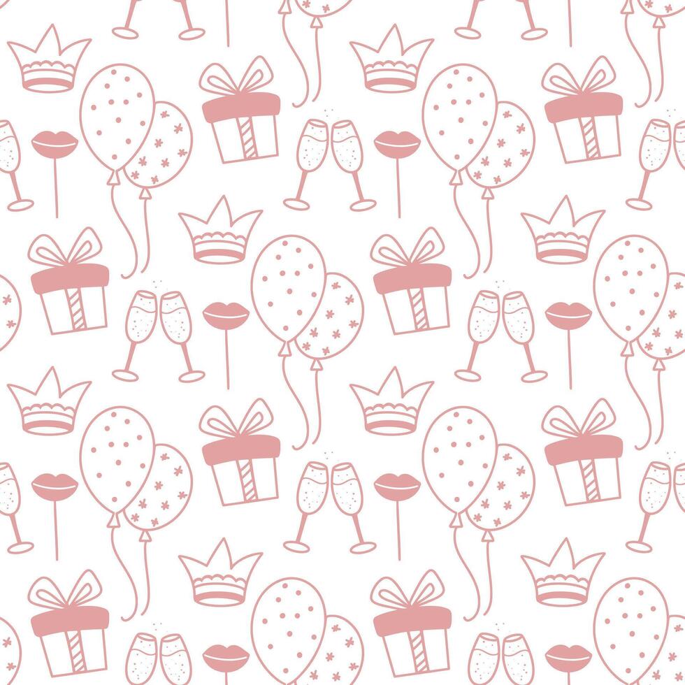 Pink girly party seamless pattern vector