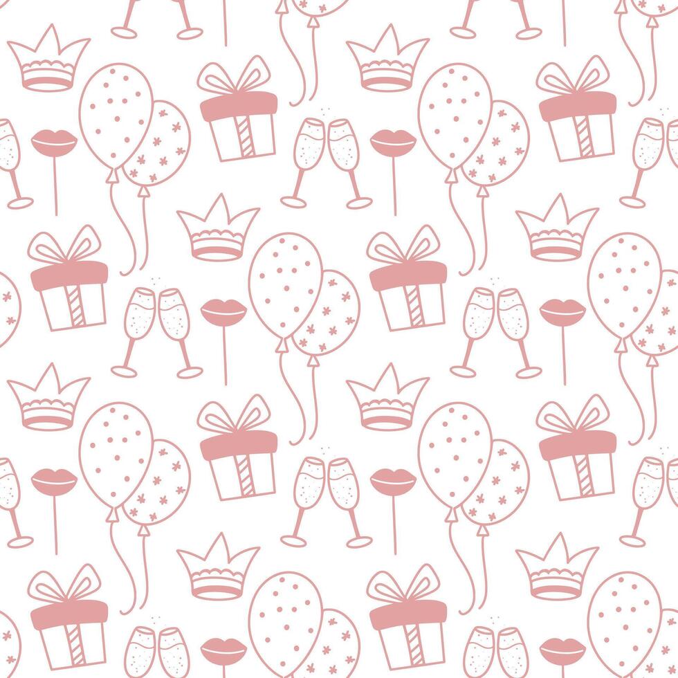 Pink girly party seamless pattern vector