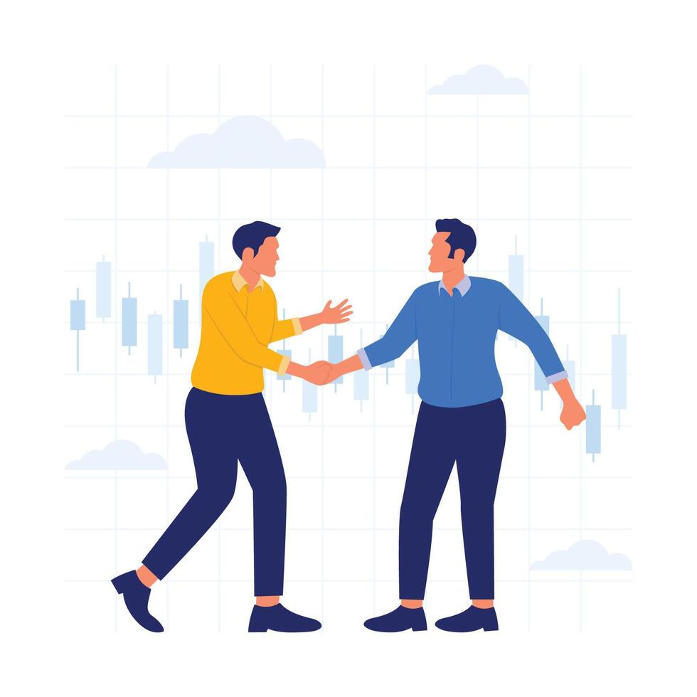 People handshake for rising stock market on chart vector