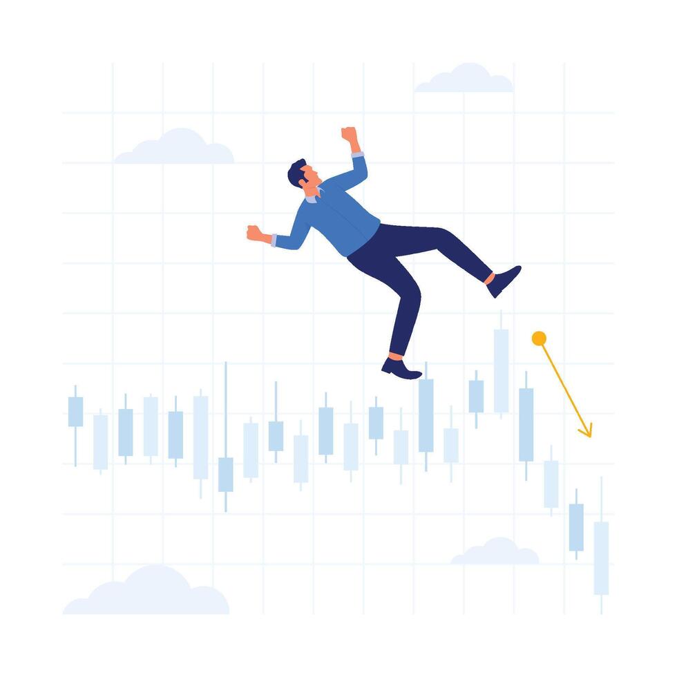 Crisis or stock crash on market, loss trading and investment indicators downturn vector