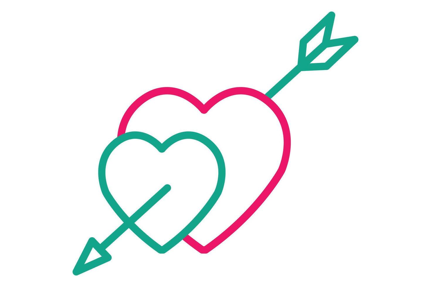 cupid icon. heart with arrows. icon related to wedding, valentine day. line icon style. wedding element illustration vector