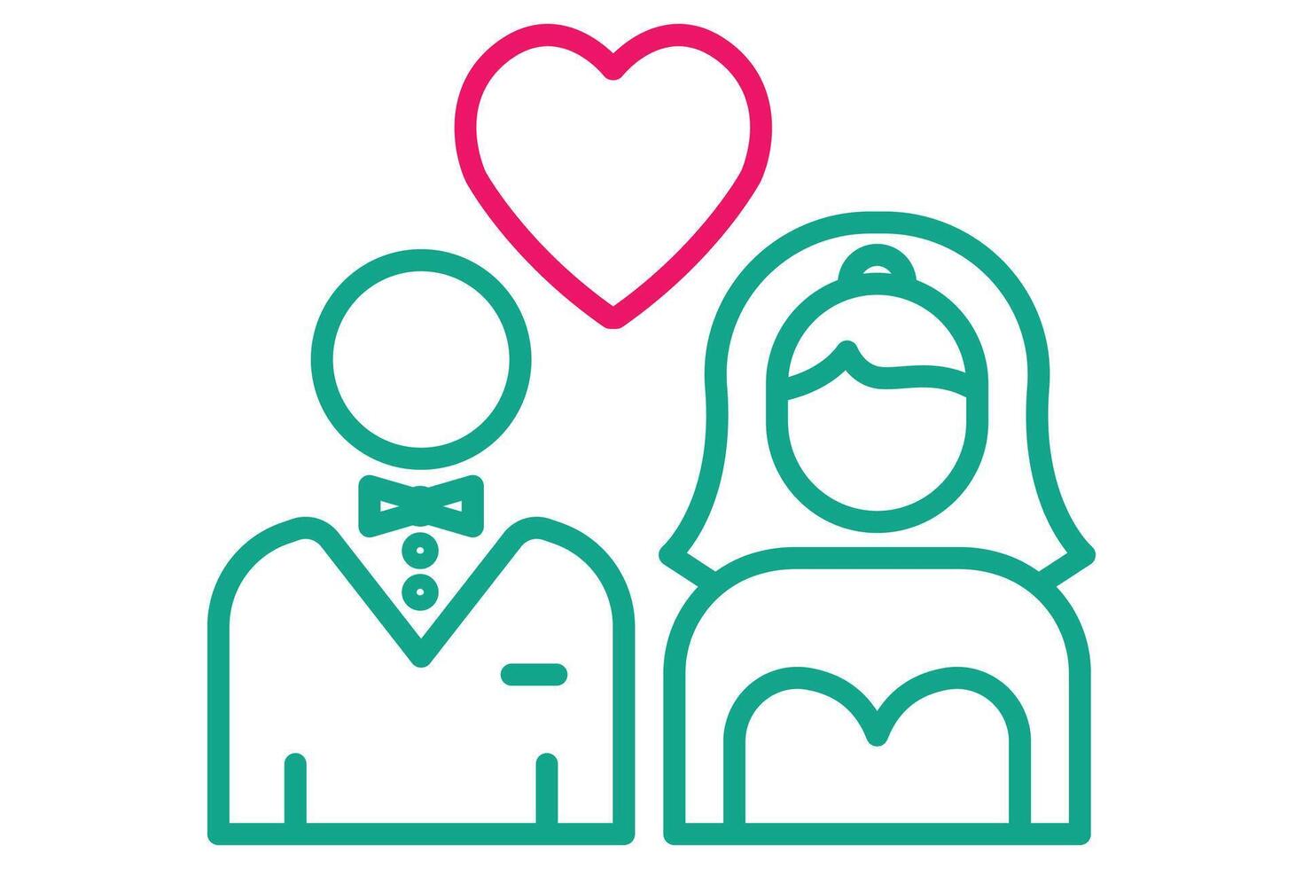 couple icon. groom with bride. icon related to wedding. line icon style. wedding element illustration vector