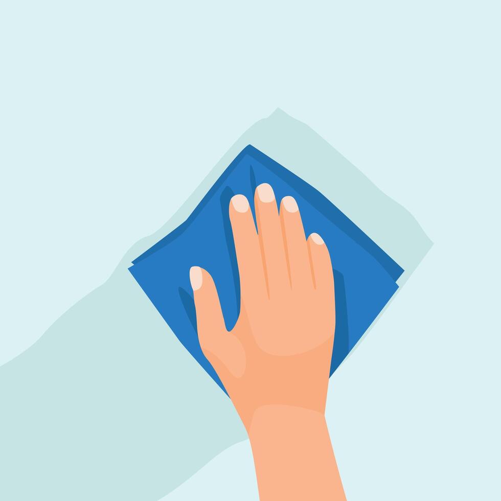 Woman hands with rag cleaning surface vector