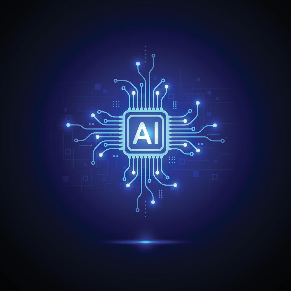 Artificial intelligence circuit line style. Machine learning design. Smart network digital technology vector