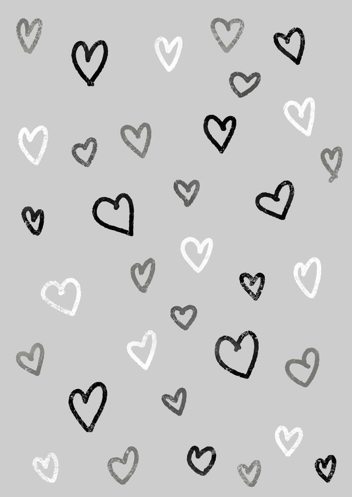 Hand drawn Scandi styled heart pattern design vector