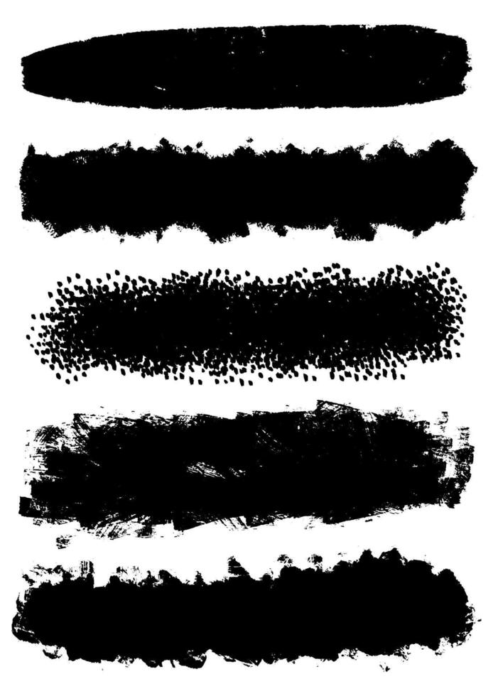 collection of grunge black brush strokes vector