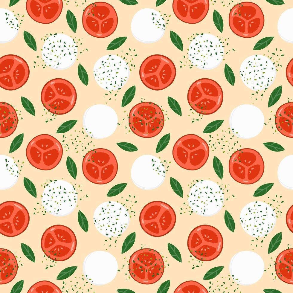 Caprese salad seamless pattern vector