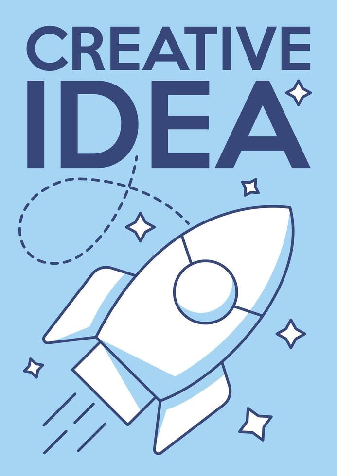Rocket launch flying over stars. Career growth, creative idea, business concept. Minimalist poster, a4 format. For banner, cover, web vector