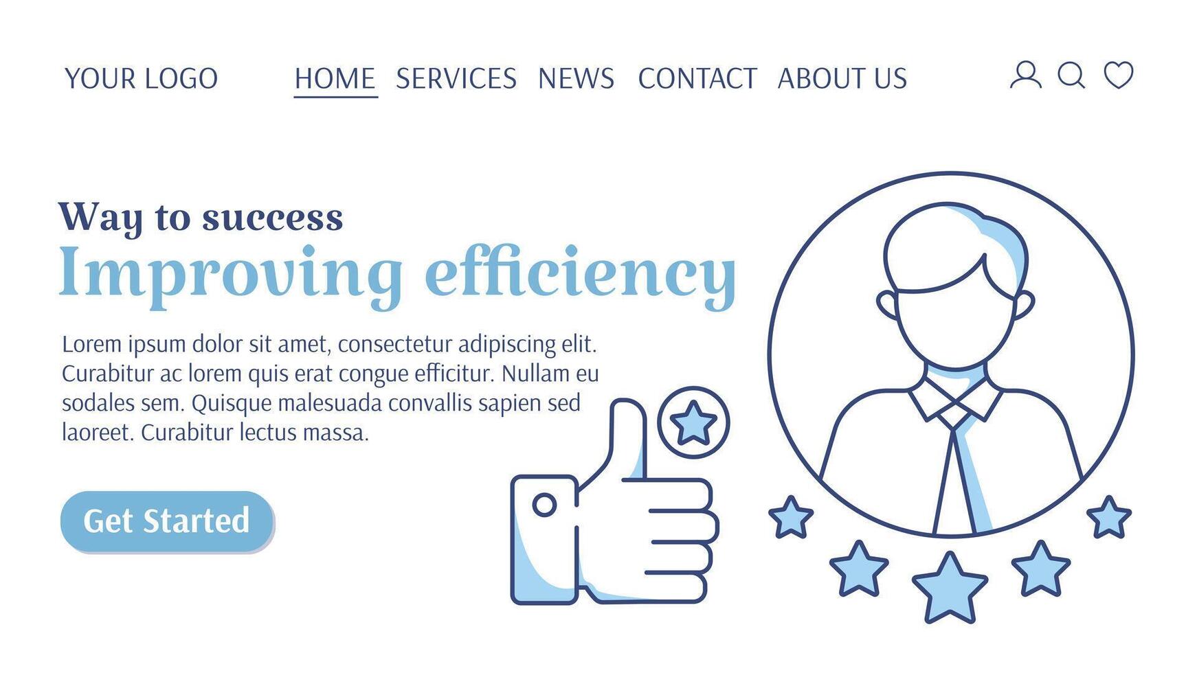 Assessing the quality of an employees work, thumbs up. Improving efficiency, way to success, professional development, career growth. Template for web, banner, landing page, website, startup. vector