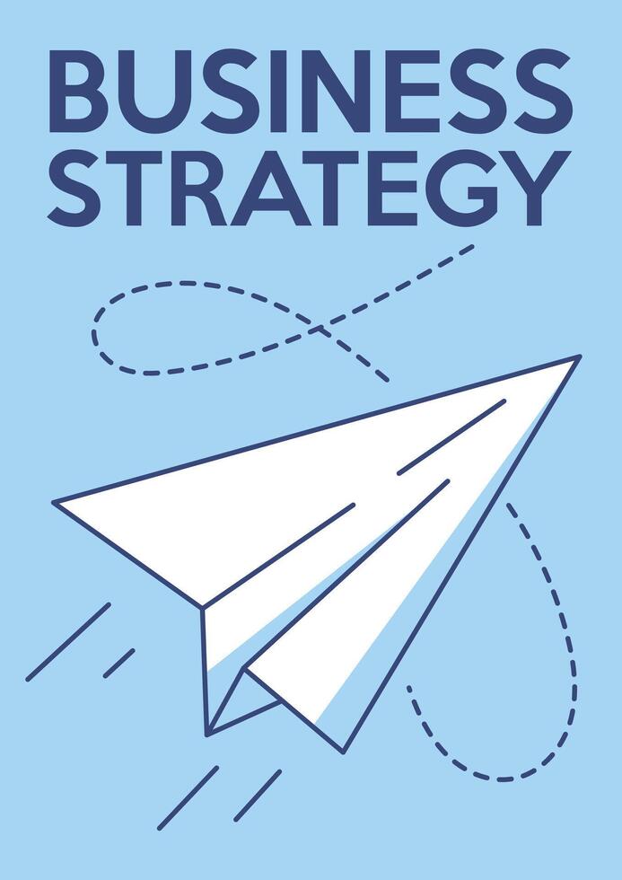 Paper airplane flying up. Business strategy, professional development, career growth. Minimalist poster, a4 format. For banner, cover, web vector