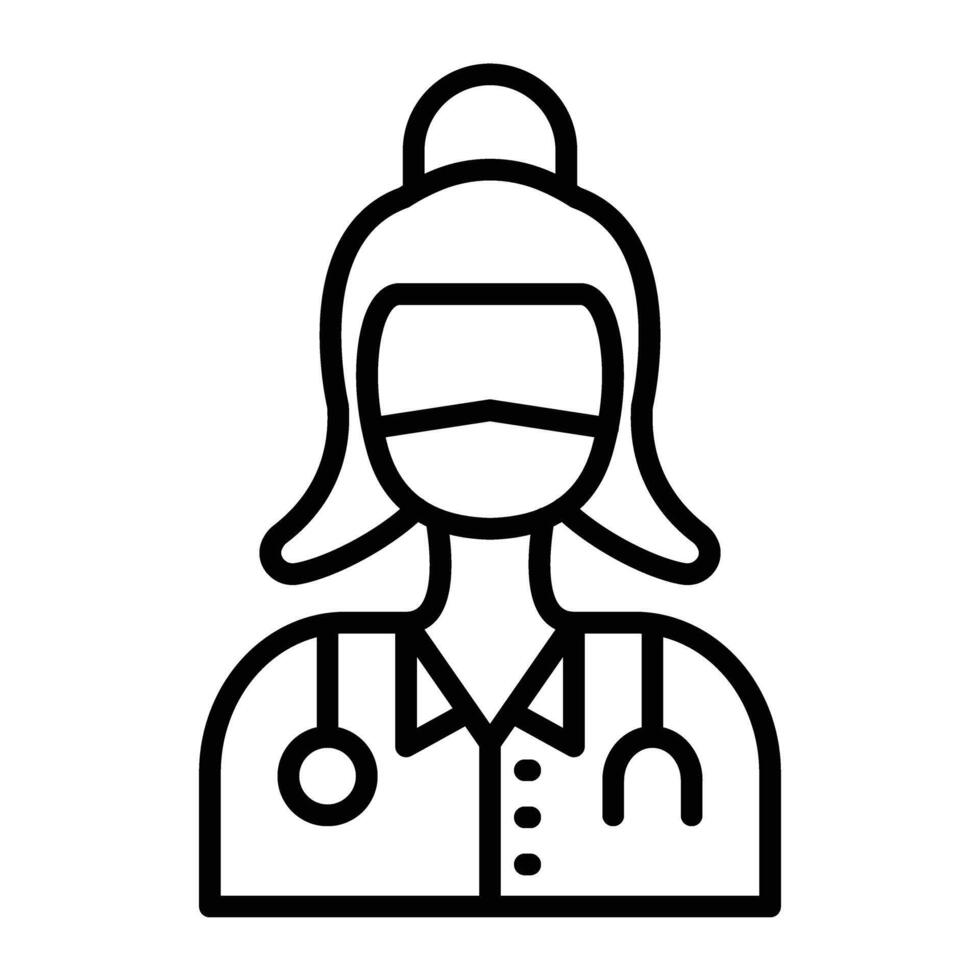 Female Surgeon Line Icon vector