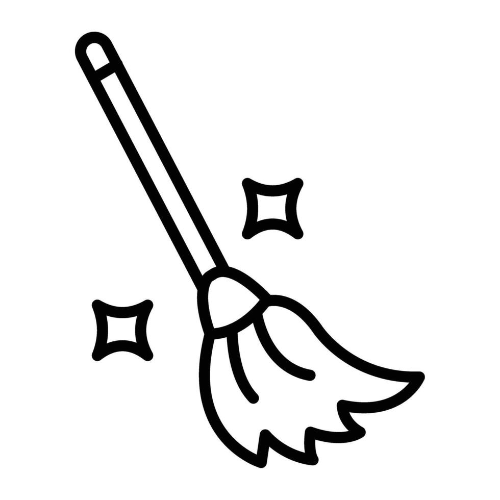 Witch Broom Line Icon vector