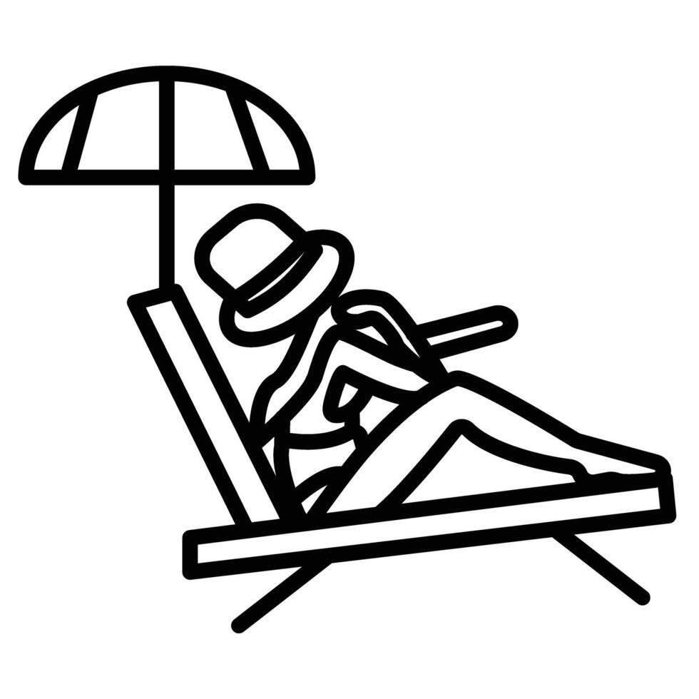 Girl In Beach Line Icon vector