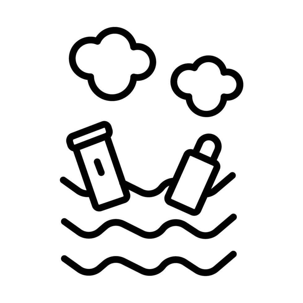 Water Pollution Line Icon Design vector