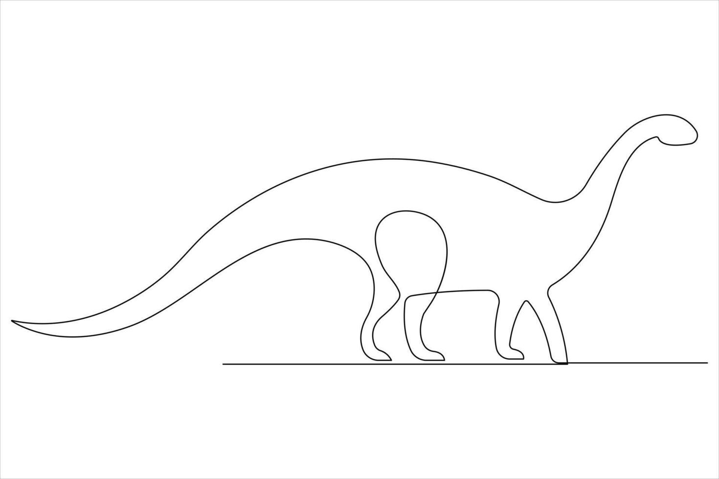 Continuous one line art drawing of dinosaur brachiosaurus outline illustration vector