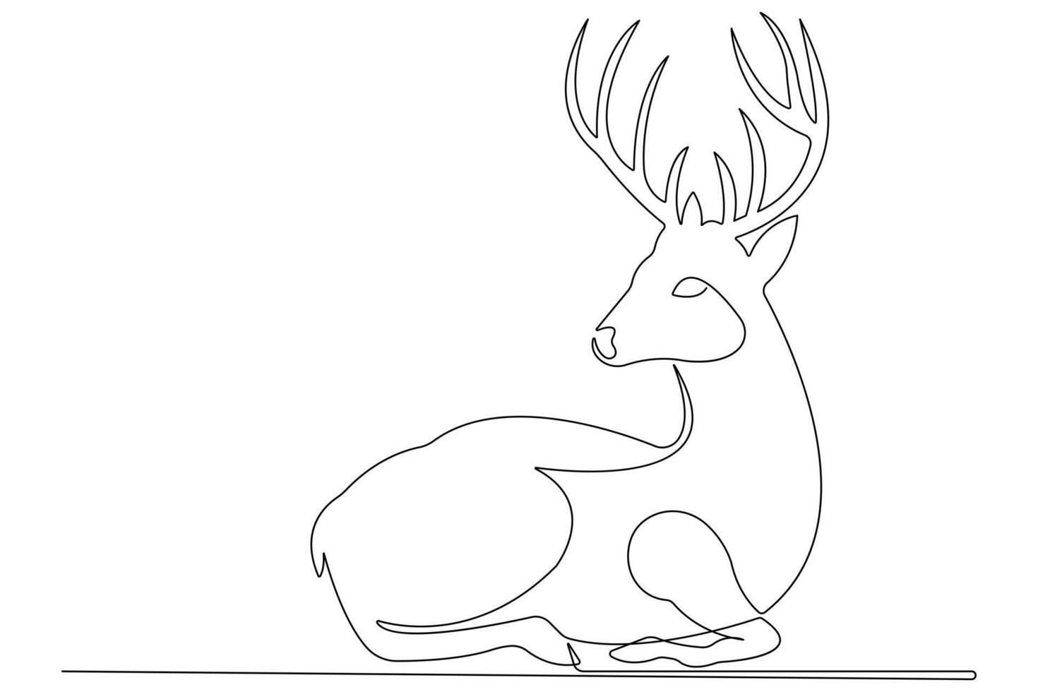 Continuous one line art drawing of wild animal deer outline illustration vector