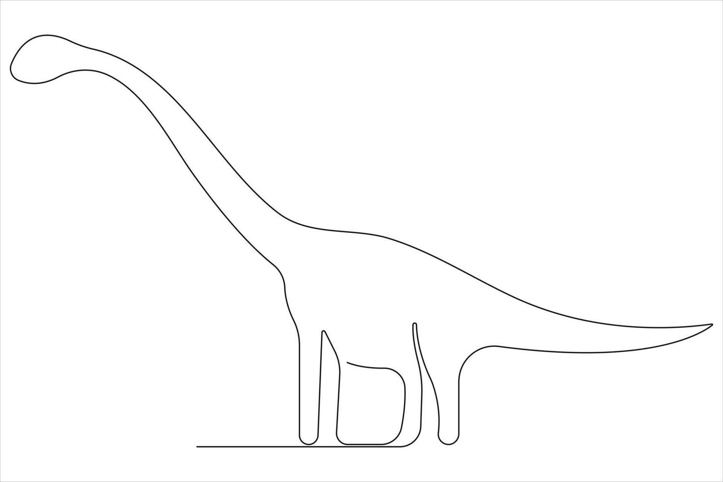 Continuous one line art drawing of dinosaur brachiosaurus outline illustration vector