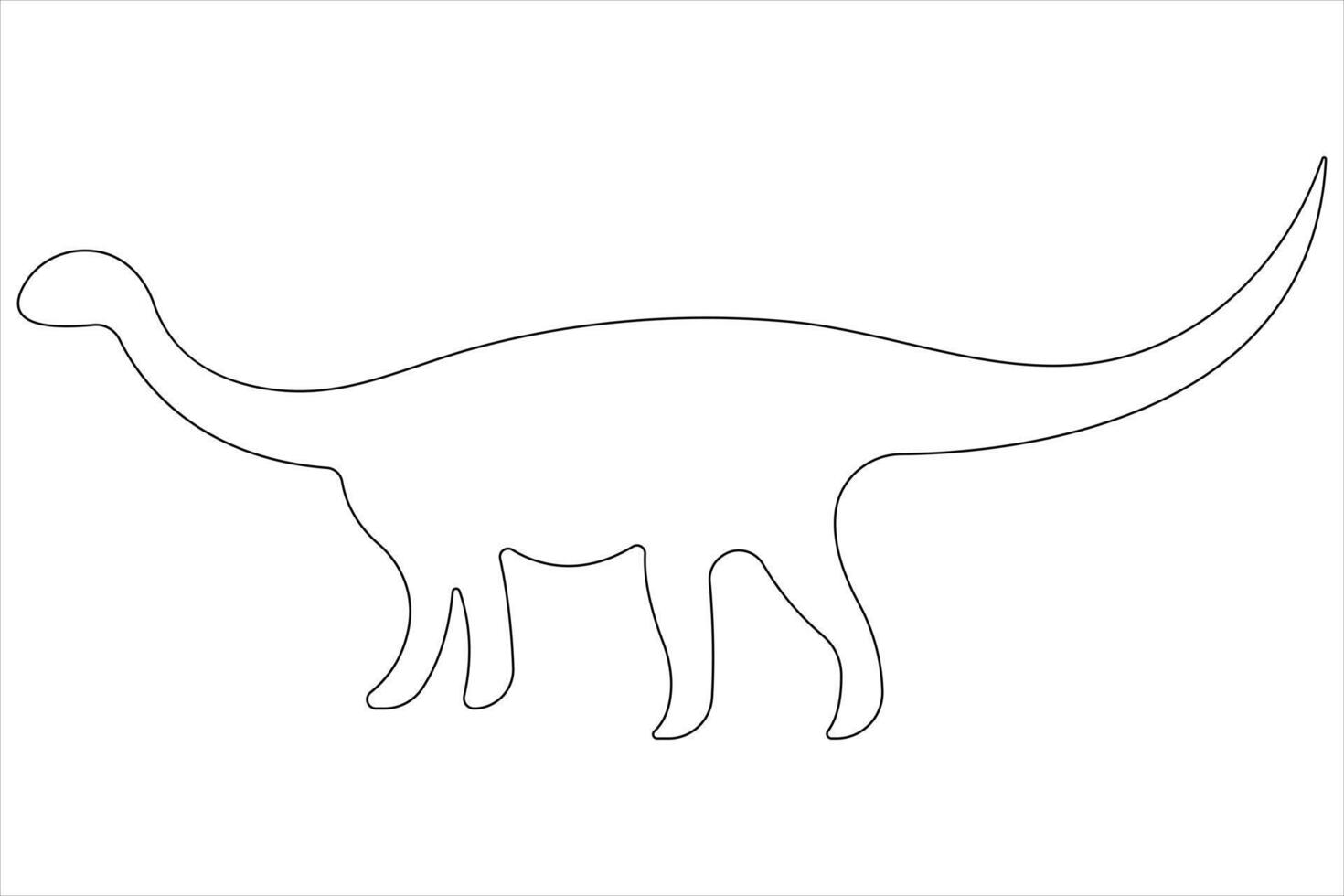 Continuous one line art drawing of dinosaur brachiosaurus outline illustration vector
