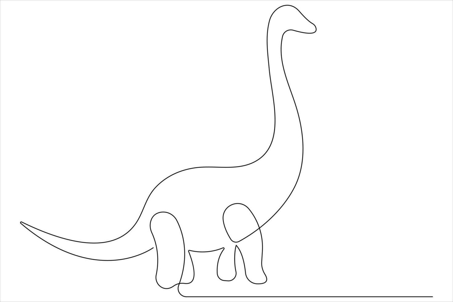 Continuous one line art drawing of dinosaur brachiosaurus outline illustration vector