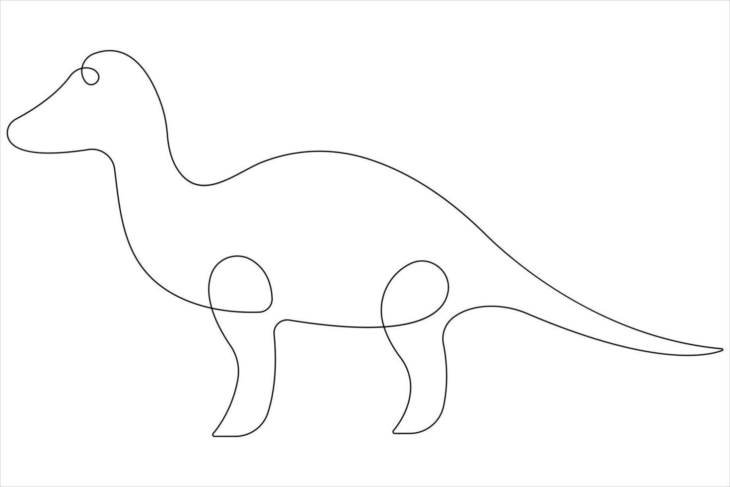 Continuous one line art drawing of dinosaur brachiosaurus outline illustration vector